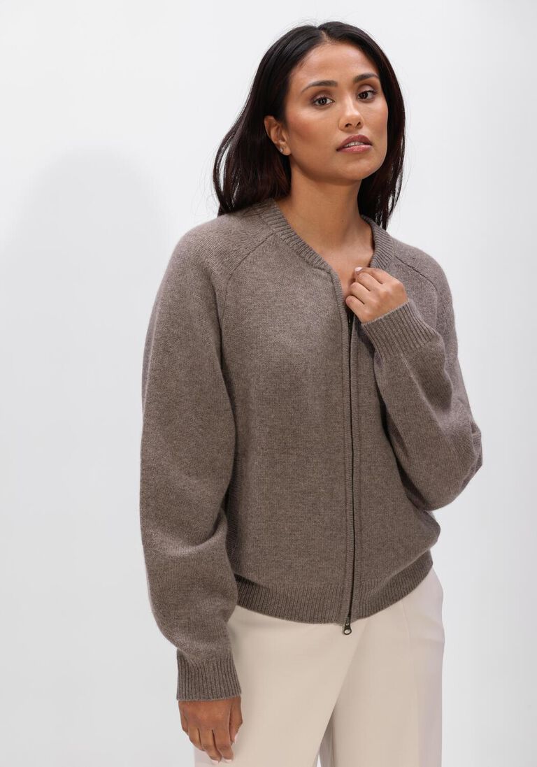 taupe lisa yang vest nessie zip cardigan jacket