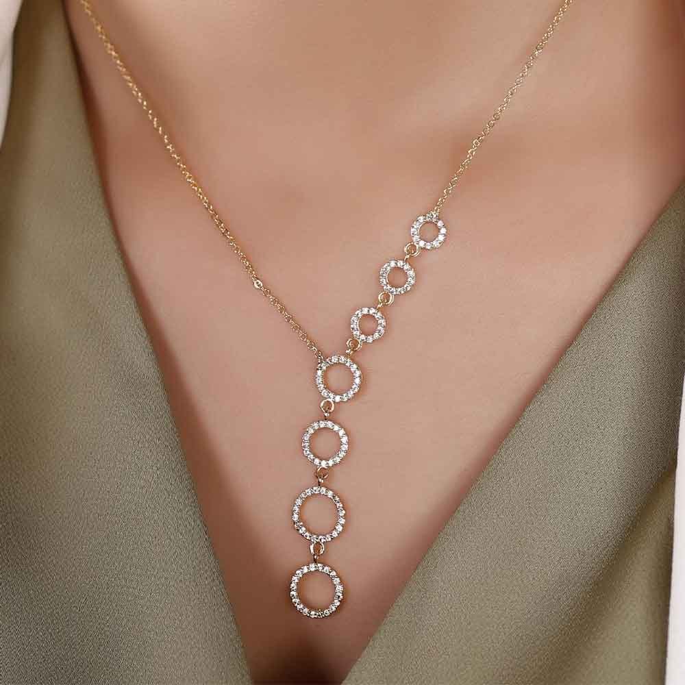 Collier - Laiton plaqué or & zircons