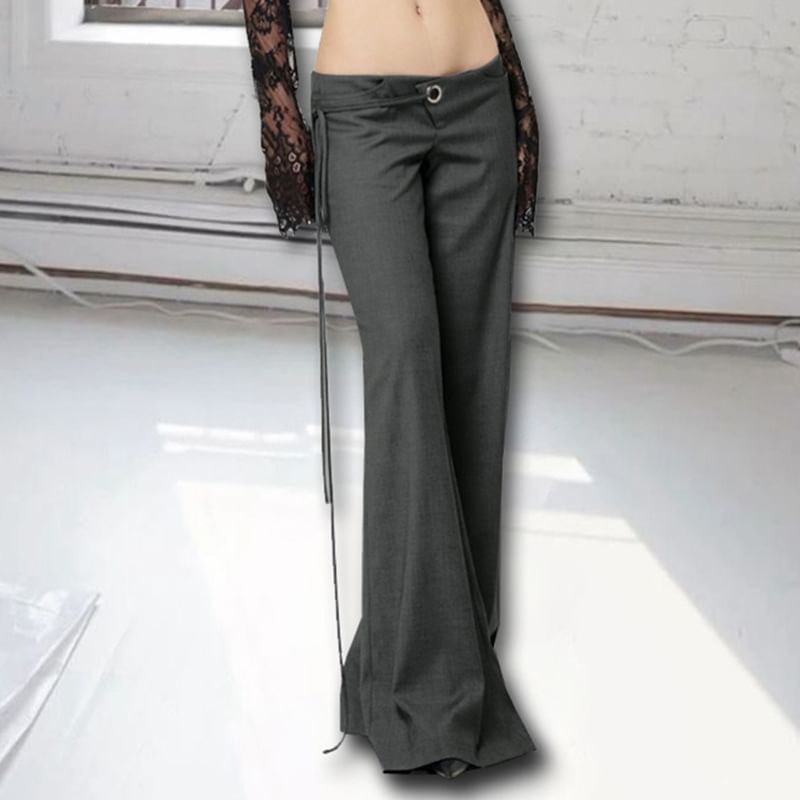 Honet - Lage taille, strikceintuur, losse, wijde broek