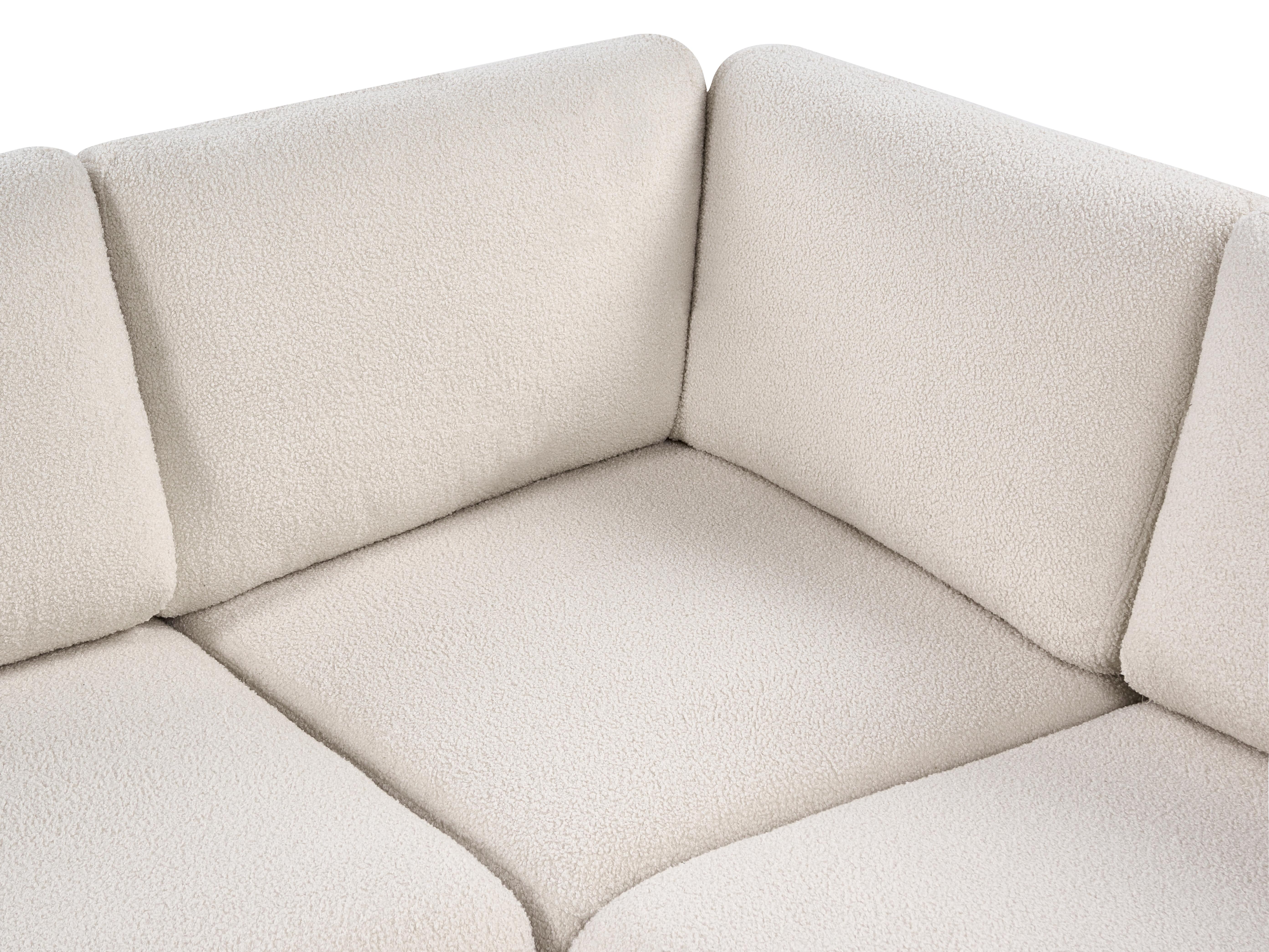 Modulaire hoekbank 5-zits KIVVIK Bouclé Gebroken wit met ottomaan rechtszijdig