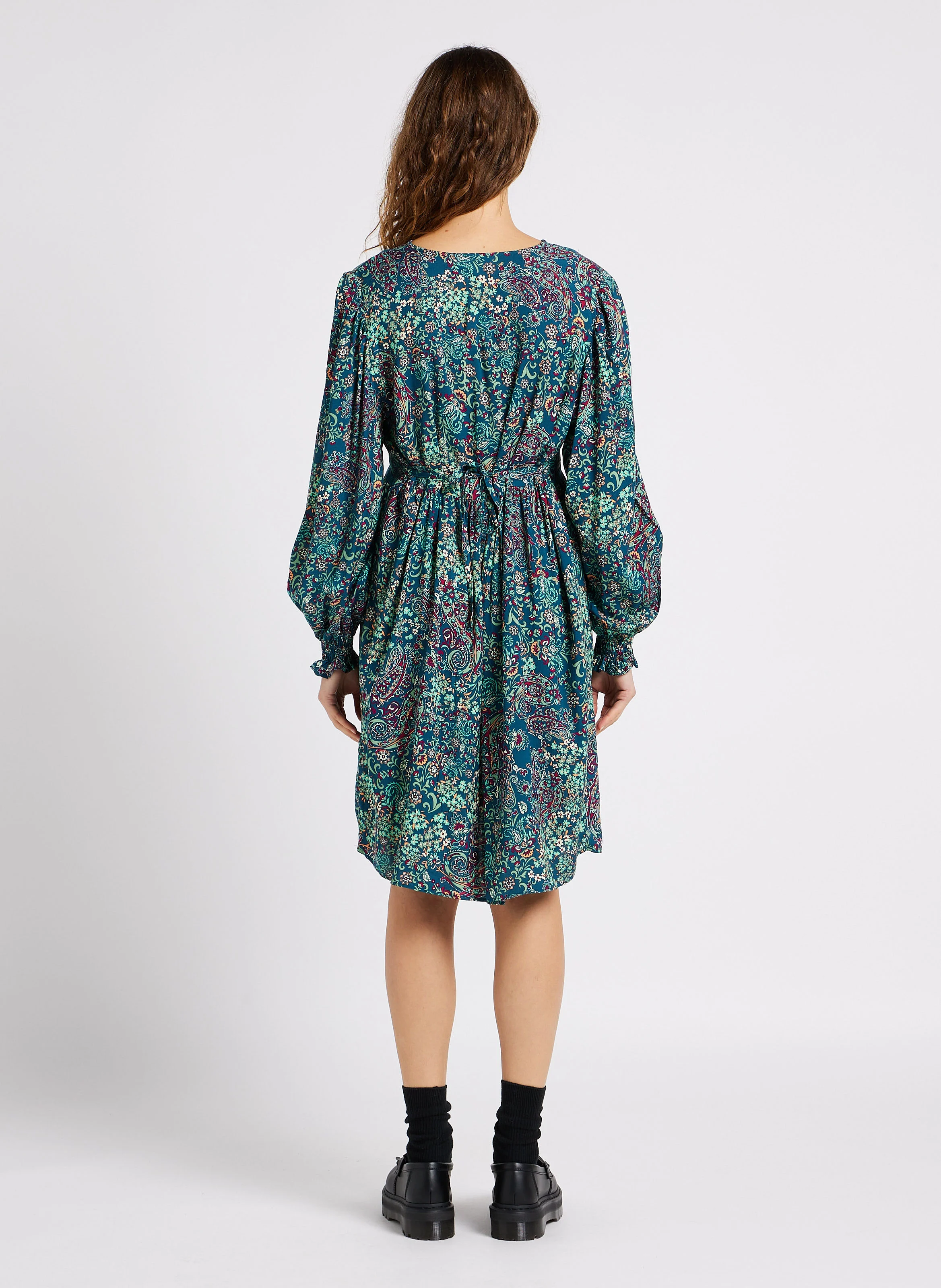 MARJORIE - Robe de grossesse col tunisien imprimée | Vert