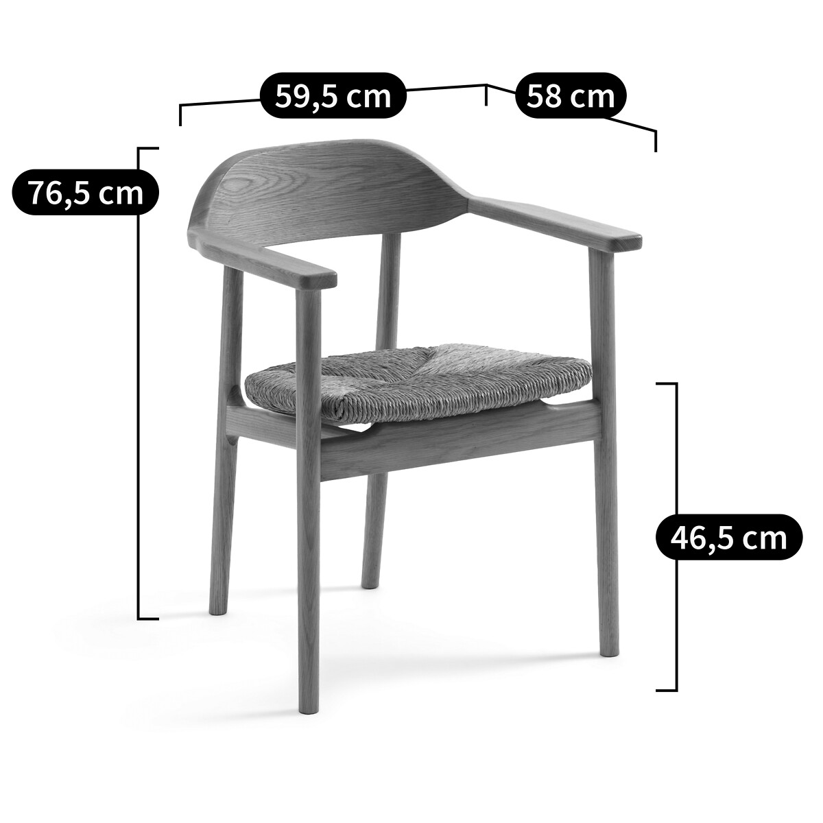 AM.PM<br>Mesa e poltrona em carvalho maciço e palha, Arié