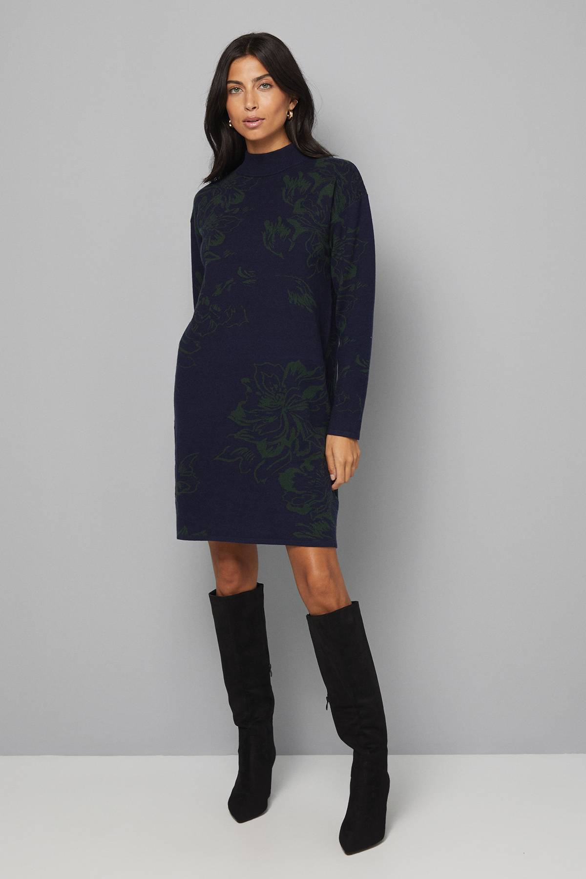 Wallis Robe Tricotée à Motif Jacquard Floral