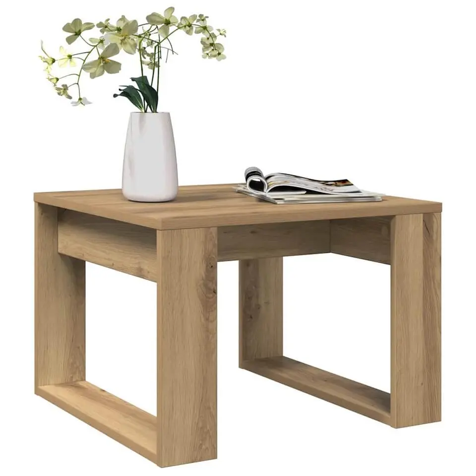 vidaXL Bijzettafel - Salontafel - U-porten - Artisanaal eiken - 50x50x35 cm