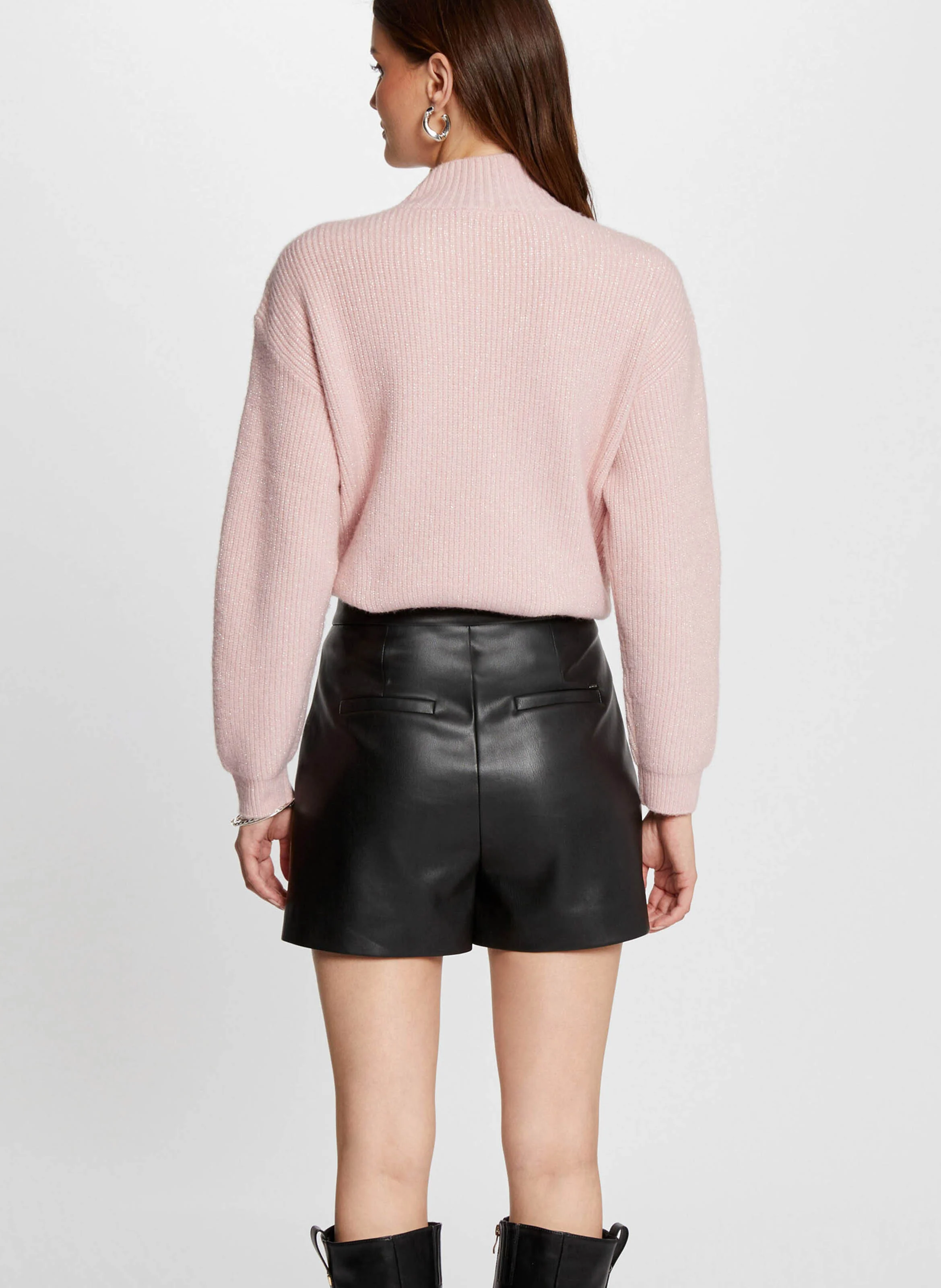 MSTORI - Pull droit col montant | Rose