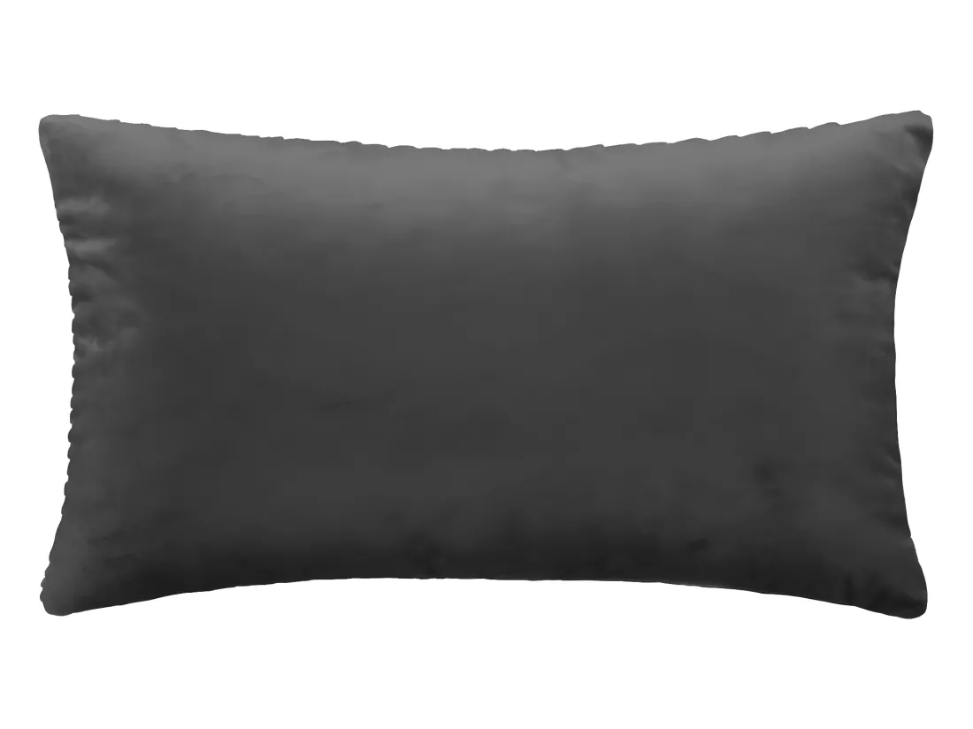 Coussin déhoussable en Velours Gris lisse et avec plis 30 x 50 cm