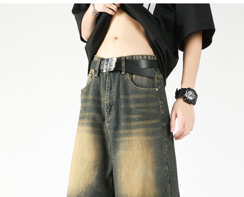 AXEN - Bermudashorts met gewassen denim en gemiddelde taille