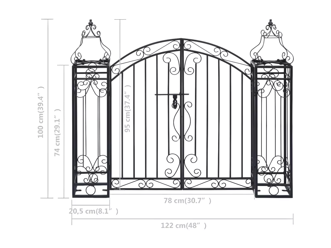 Portillon ornemental de jardin Fer forgé 122x20,5x100