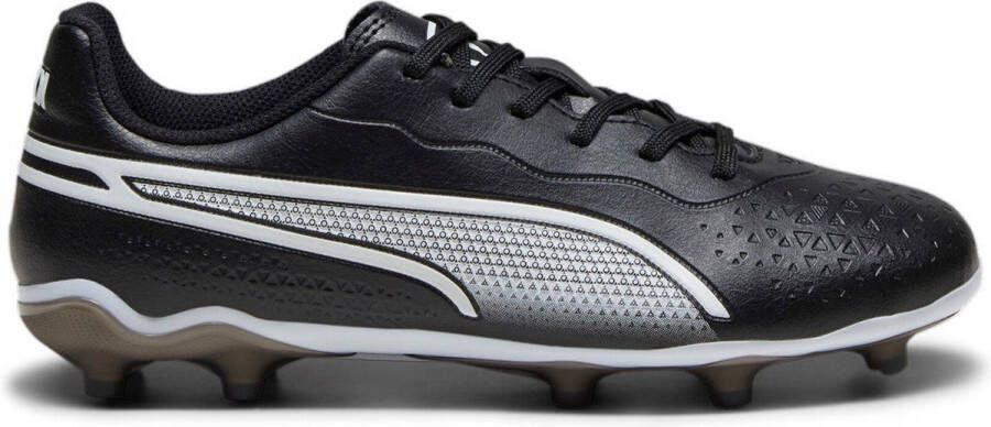 Puma King Match FG AG Junior voetbalschoenen zwart wit Imitatieleer 34