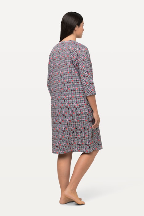 Bigshirts, 2er-Pack, Hahnentrittmuster, Rundhals, 3/4-Arm