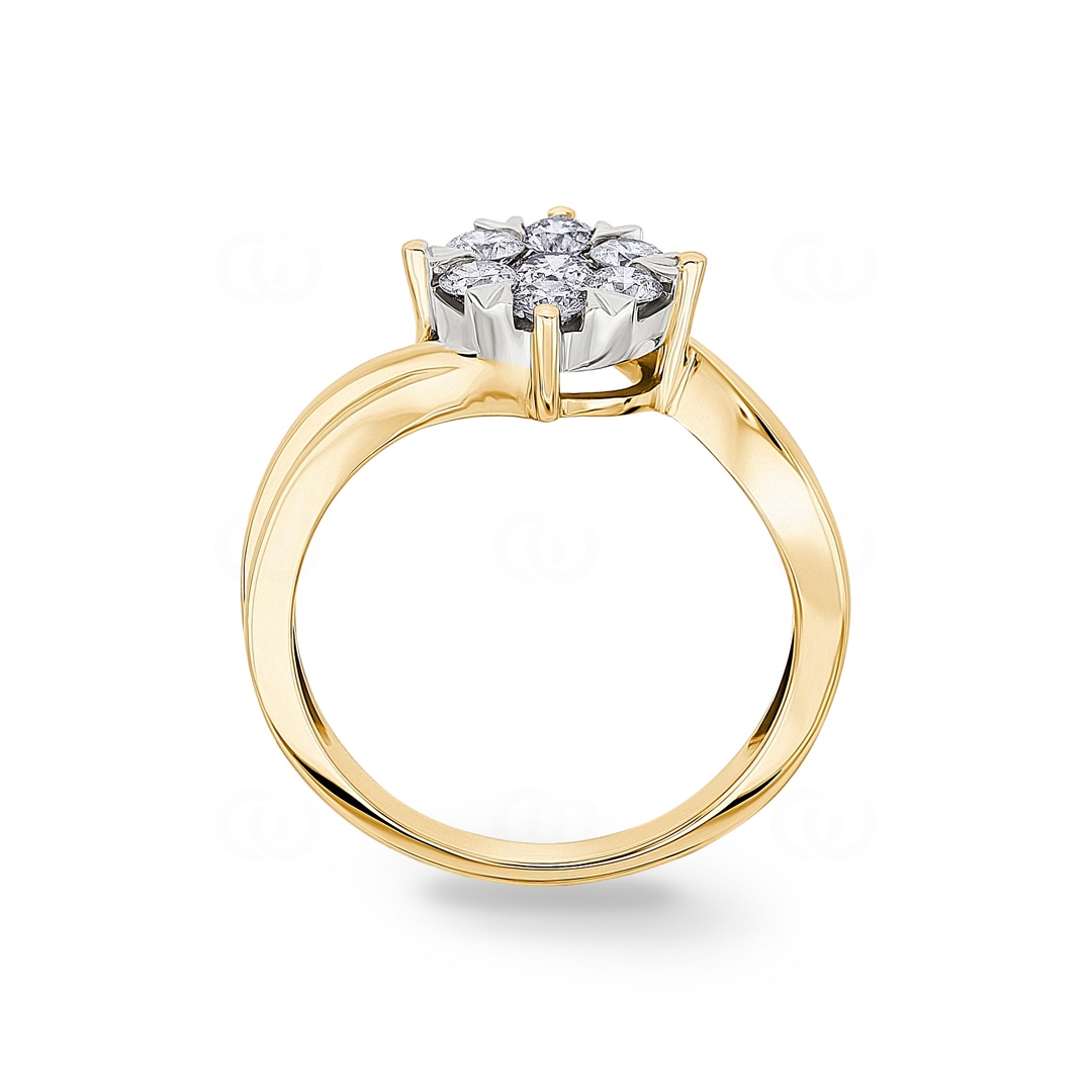 Verlobungsring 750/18 K Gelbgold mit Diamanten 0.50 ct H/si