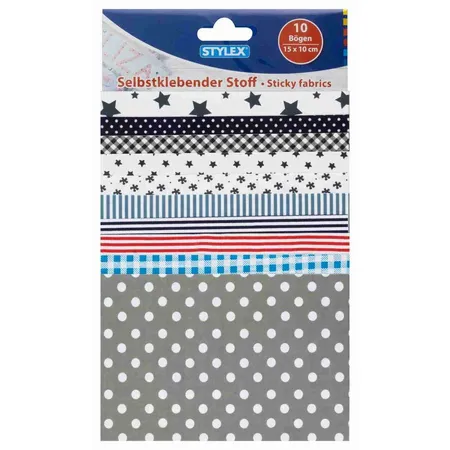 Stylex Bastelstoff selbstklebend, 15 x 10 cm, 10 Bogen, sortiert