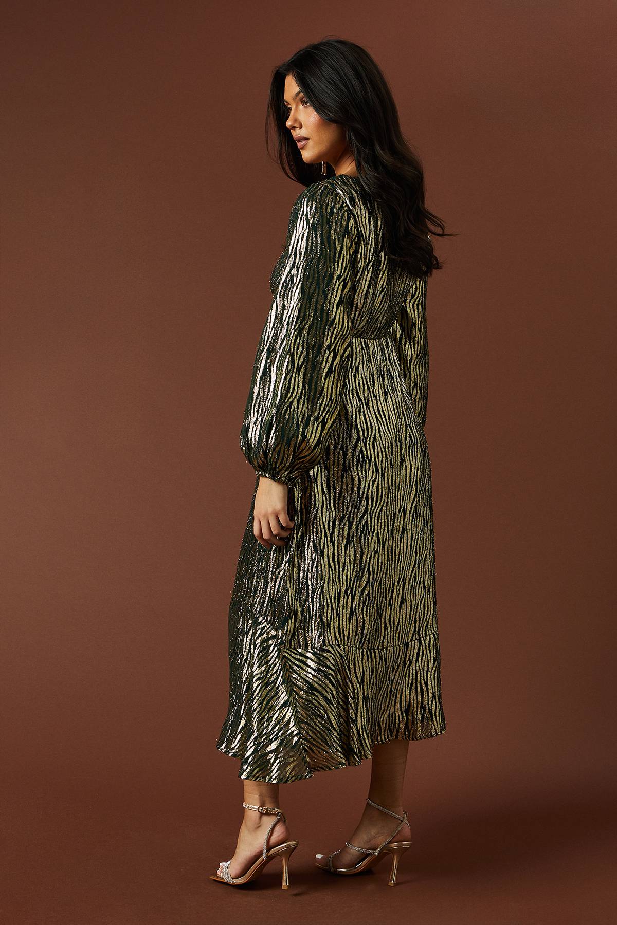 Oasis Robe Mi-Longue Froncée Métallisée d'Occasion