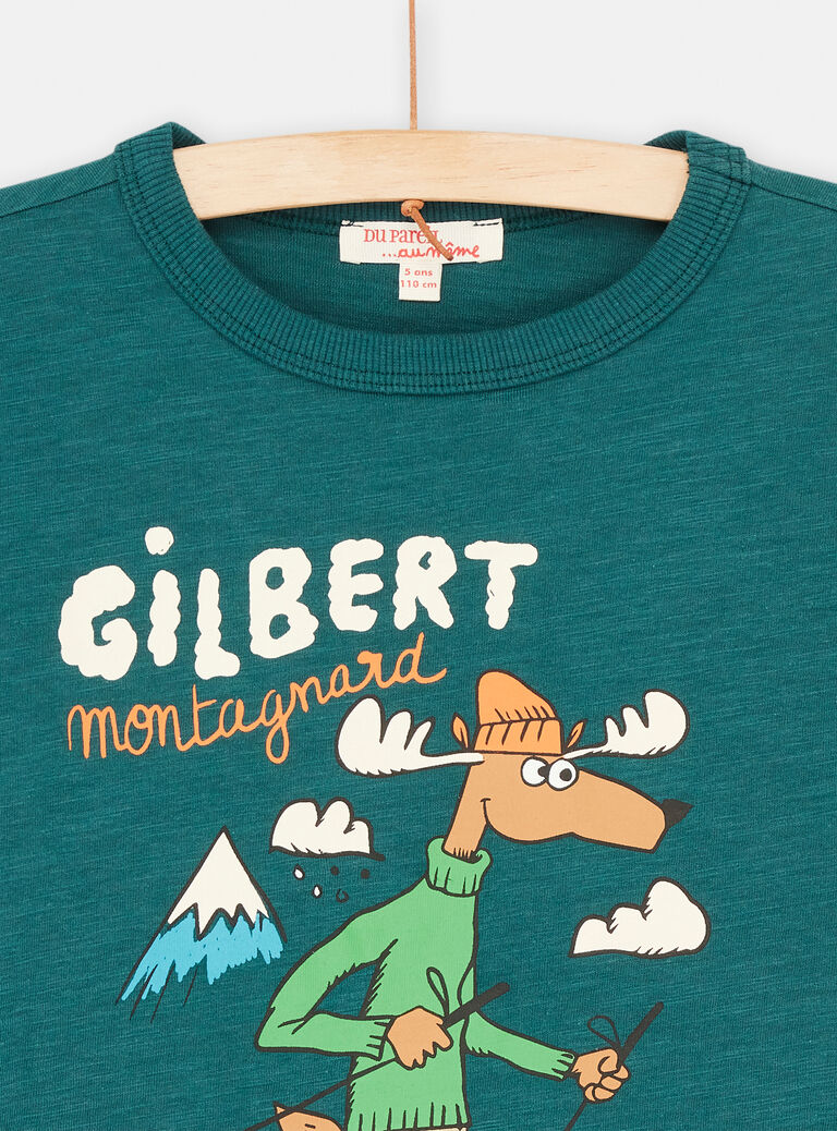 T-shirt bleu pétrole à motif élan pour garçon