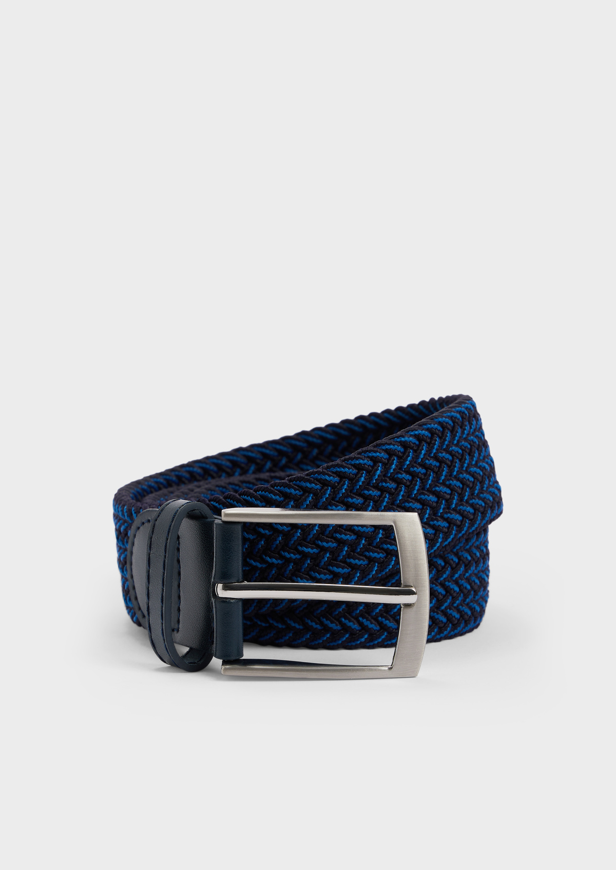 Ceinture tressée bleu marine et bleu turquin