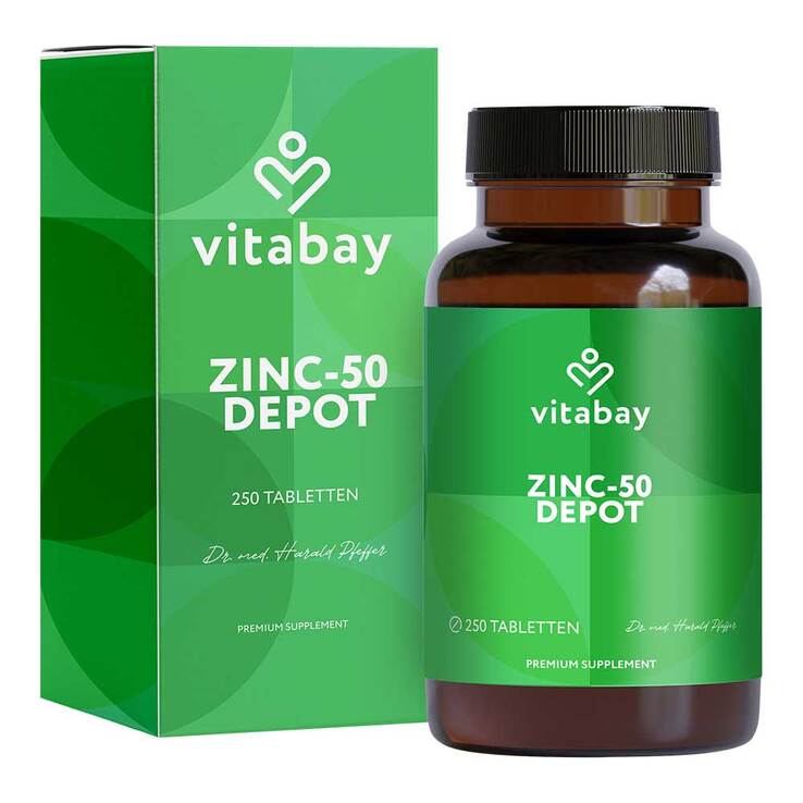 Zink 50 Depot Zinkgluconat vegan hochdosiert Tabletten , 250 St