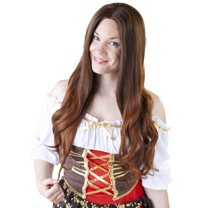 Langhaarperücke für Erwachsene - Braune Locken