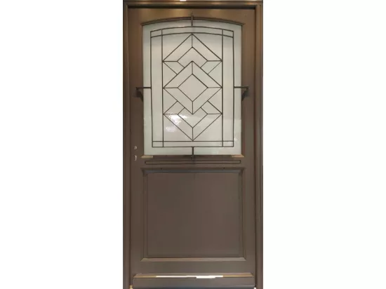 Porte d'entrée Bois vitrée, Elodie Gris RAL 7039, H,215xl,90 p, droit Cotes Tableau