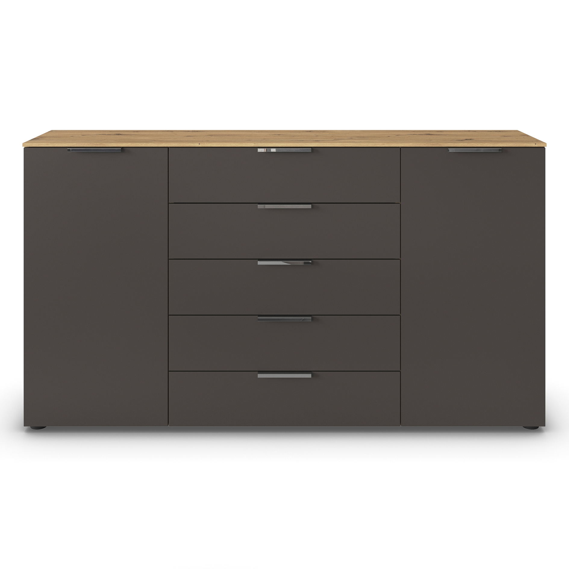 Kommode - Artisan Eiche-graphit - Chromgriffe - 180 cm