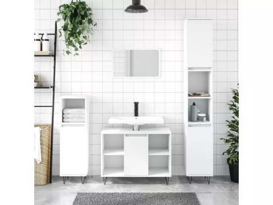 Armoire de salle de bain blanc 80x33x60 cm bois d'ingénierie