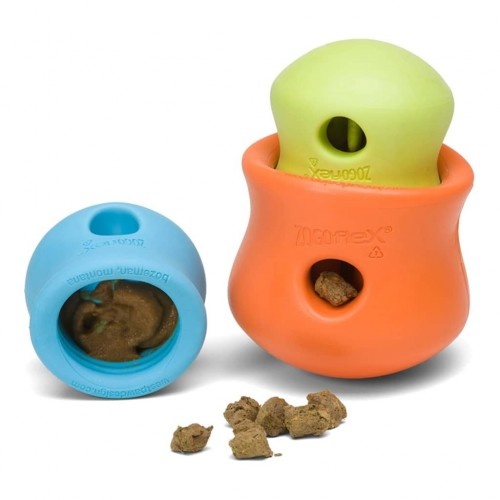 Brinquedo dispensador de petiscos laranja Zogoflex Toppl da West Paw Design para cães