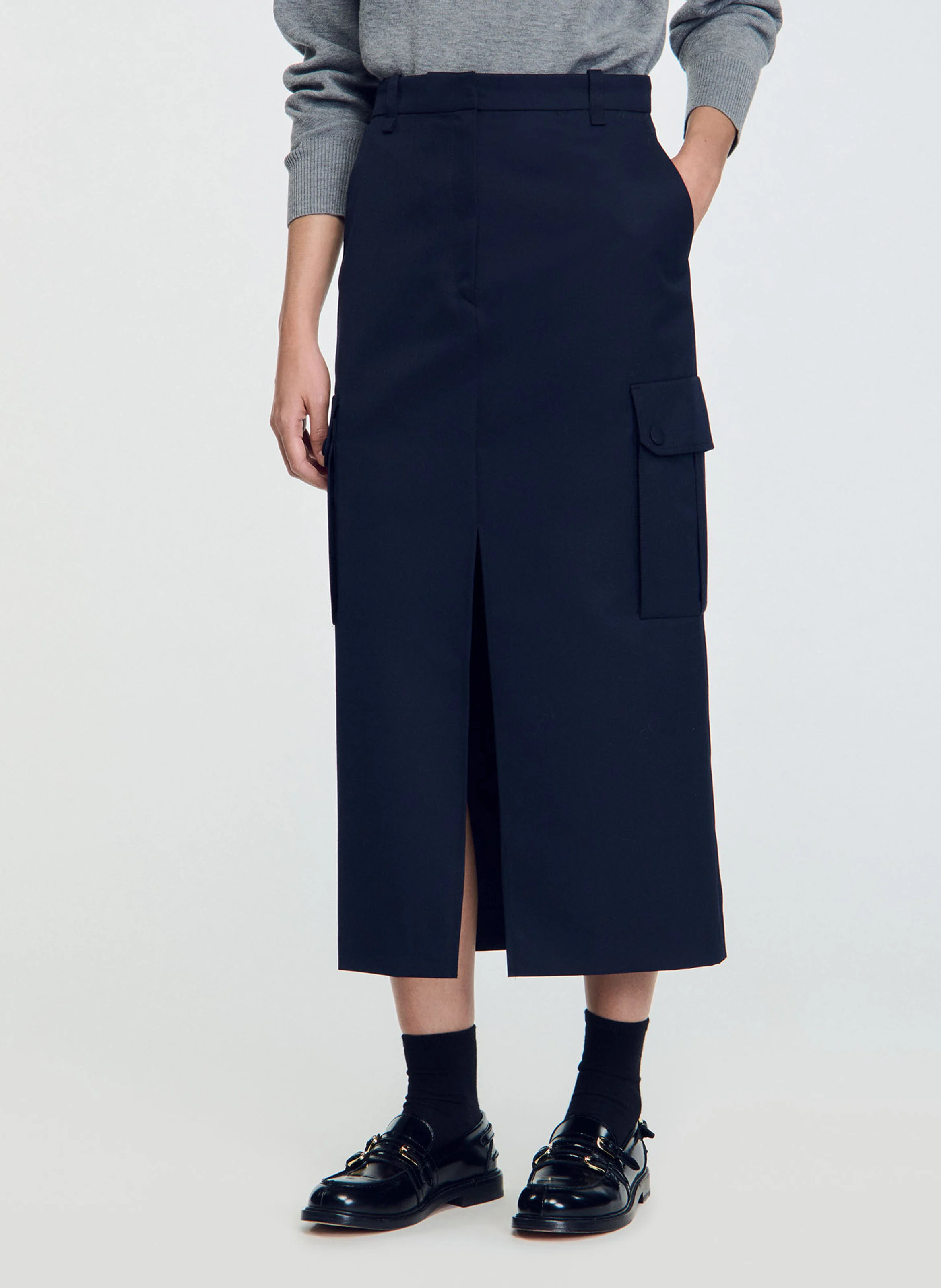 Jupe longue droite | Bleu