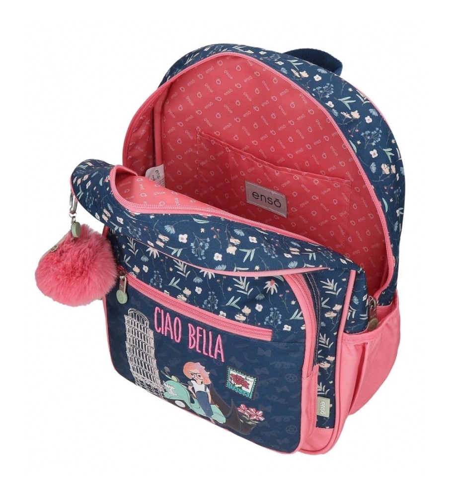 Enso Mochila escolar Ciao Bella 38 cm com vagão marinho
