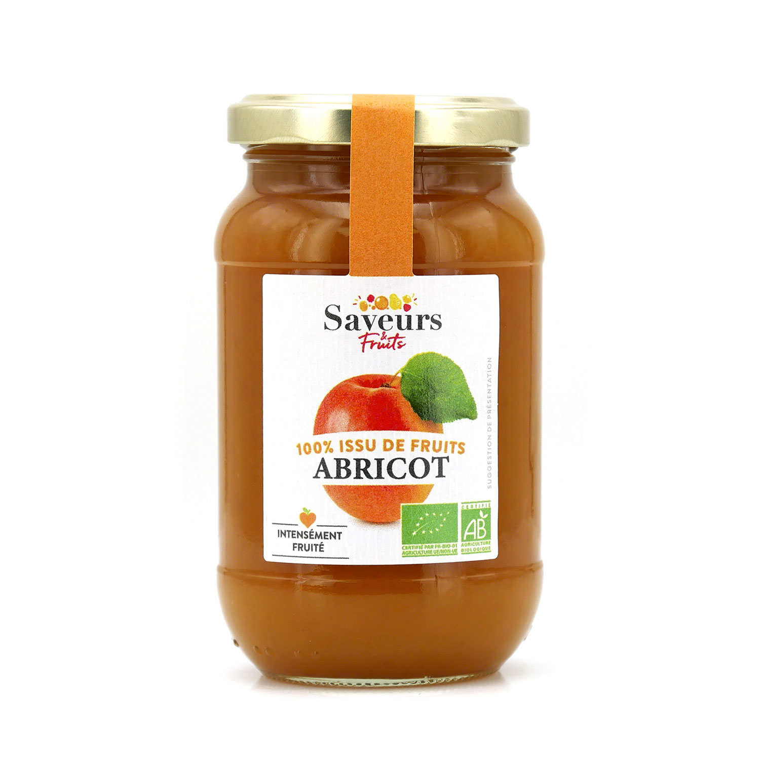 Confiture bio d'abricot de France sans sucres ajoutés