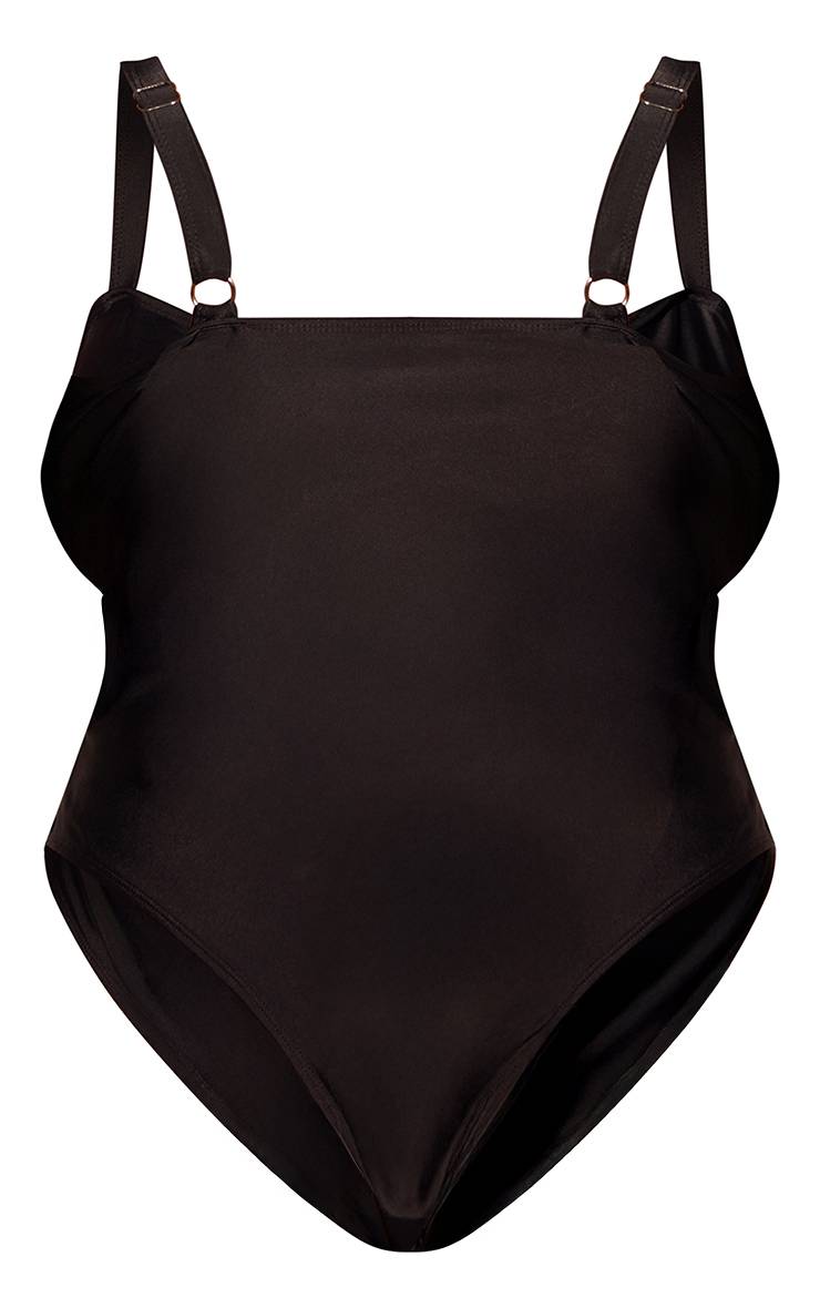 Noir Maillot De Bain Grande Taille Avec Détail Torsadé Et Découpe