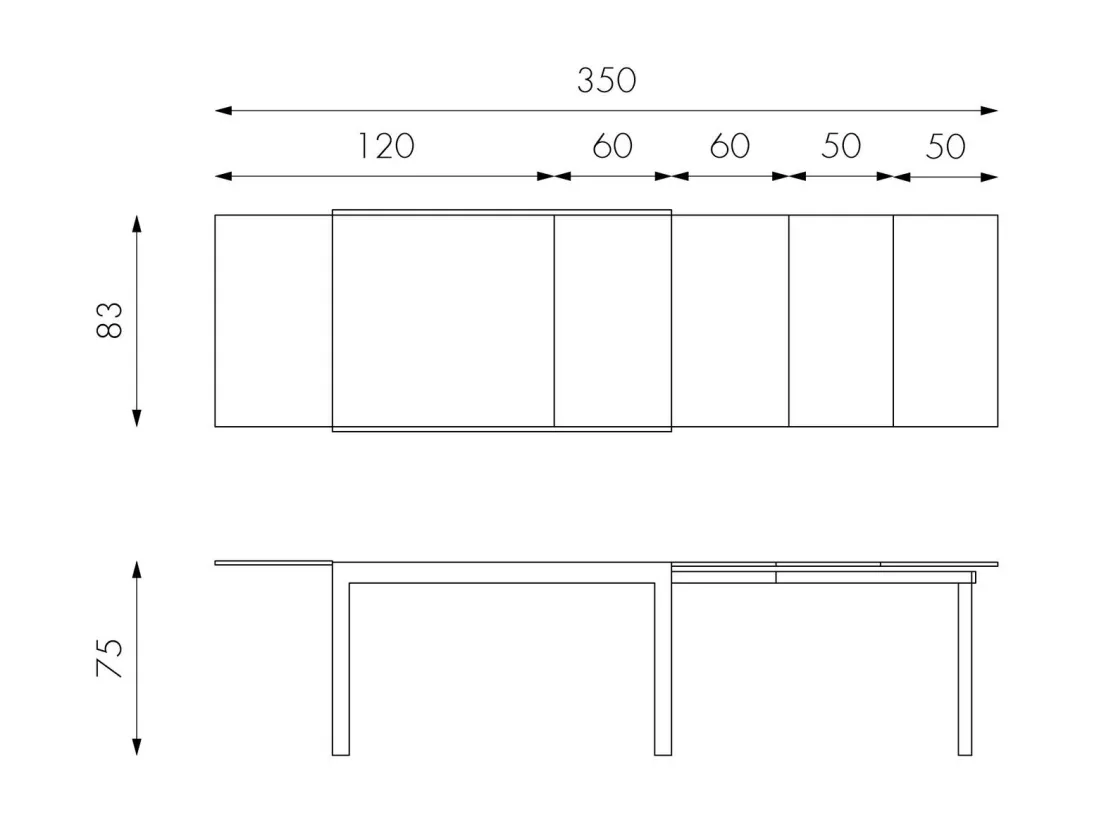 Executive Table Extensible (120/175/230/290/350 x 83 cm) en Verre Trempé Blanc