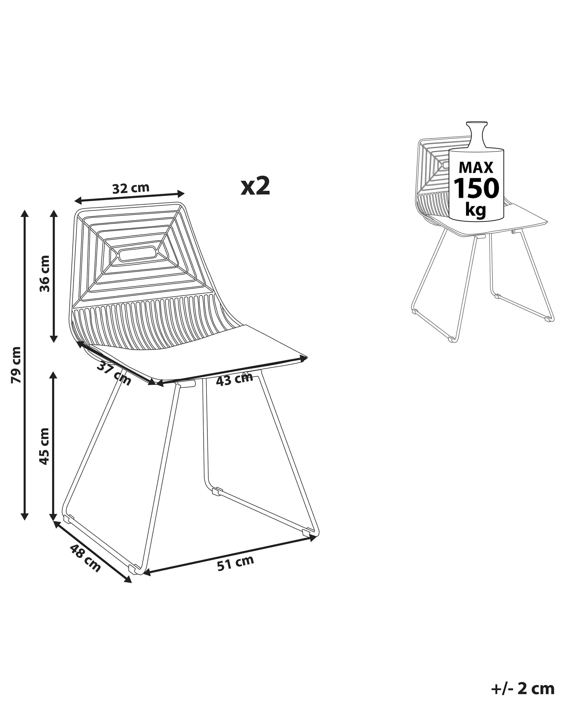 Set van 2 eetkamerstoelen BEATTY Metaal Goud