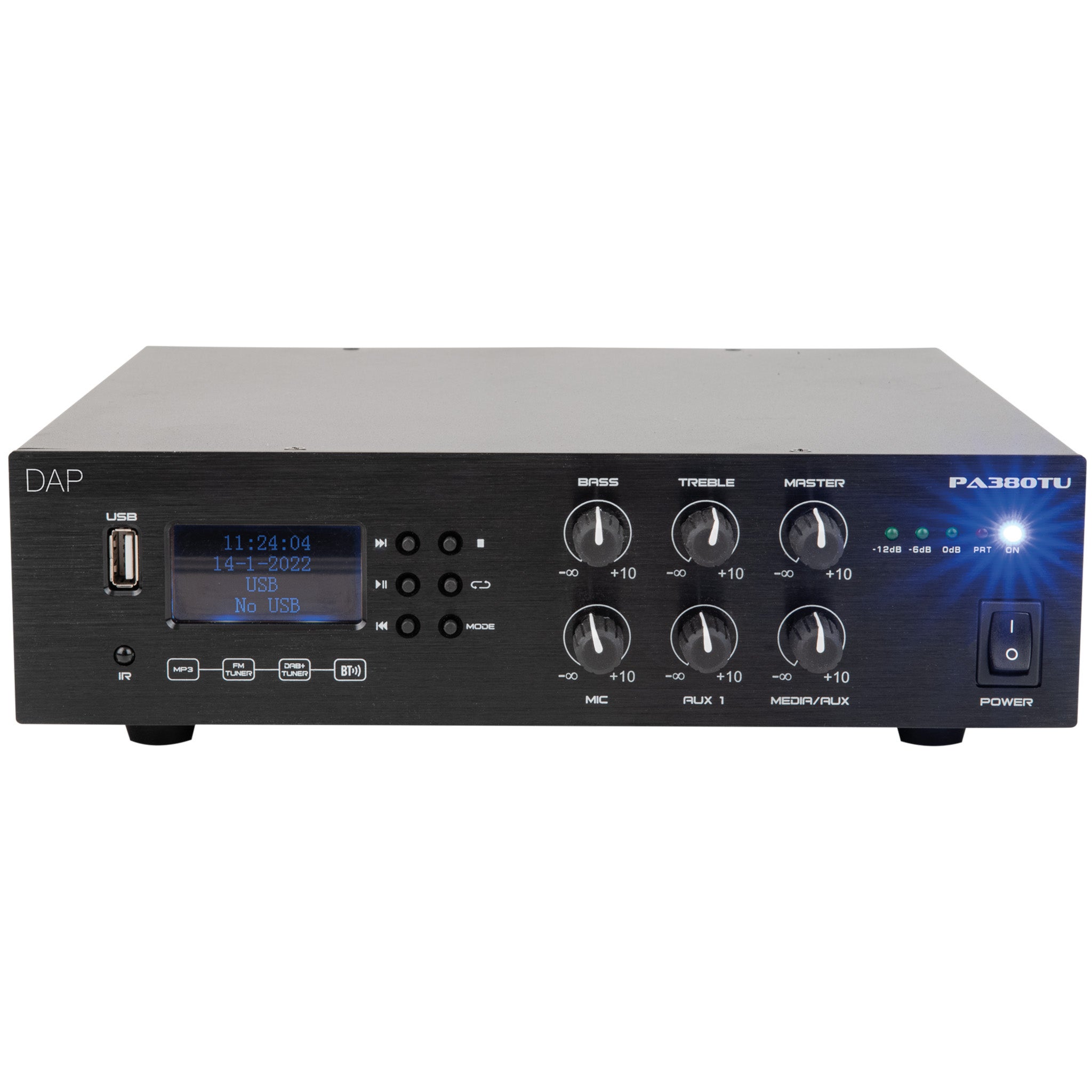DAP PA-380TU 100V versterker & mediaspeler met DAB+ en bluetooth, 80 Watt