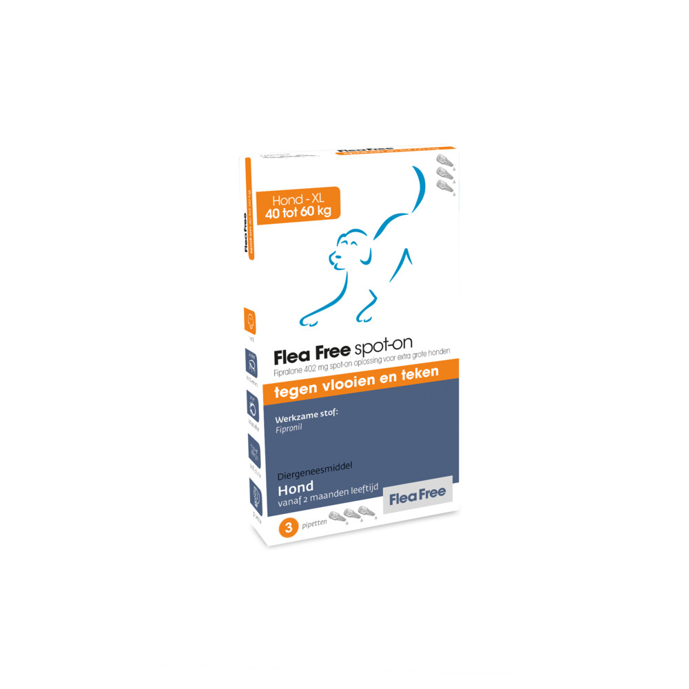 Flea Free Spot On Anti Vlooiendruppels Hond 40-60 kg3 pipetten