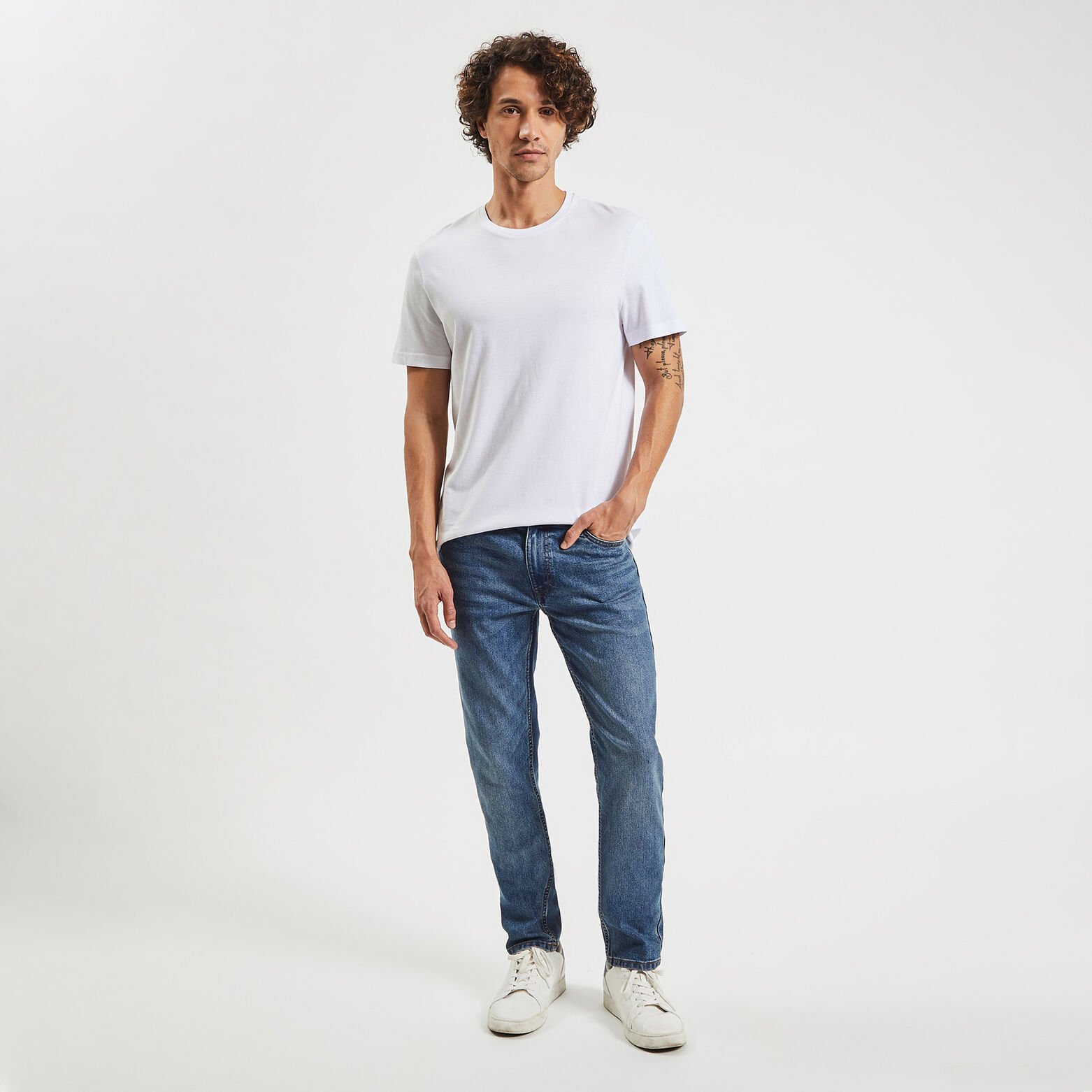 Jean slim en coton et polyester recyclés Bleu