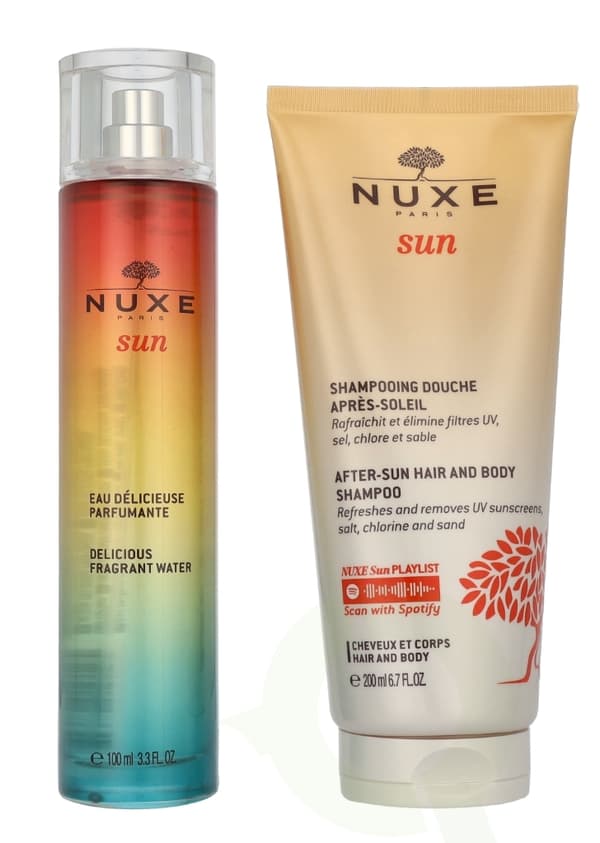 Nuxe Sun The Smell Of Summer Set 300 ml Delicious Fragrant Water Spray 100ml/After Sun Hair & Body Shampoo 200ml