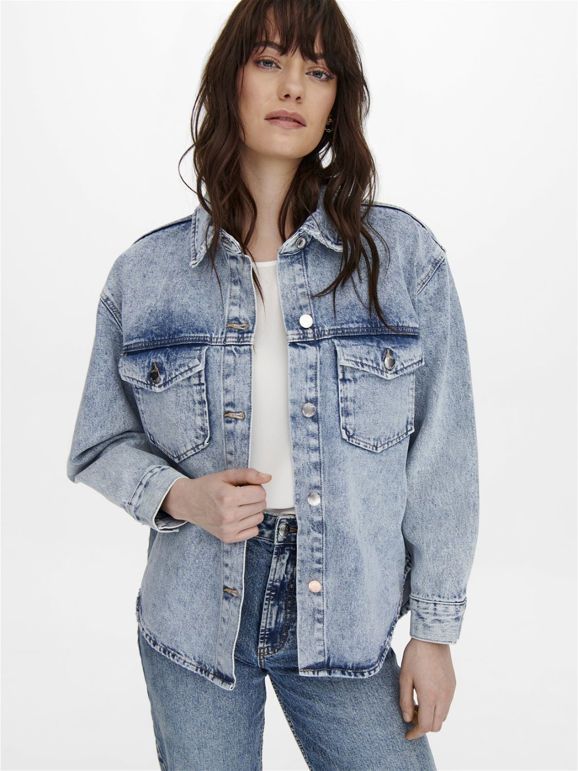 ONLEVER Jeanshemd Light Blue Denim