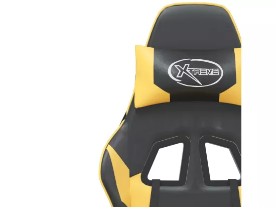 Chaise de jeu avec repose-pied Noir et doré Similicuir