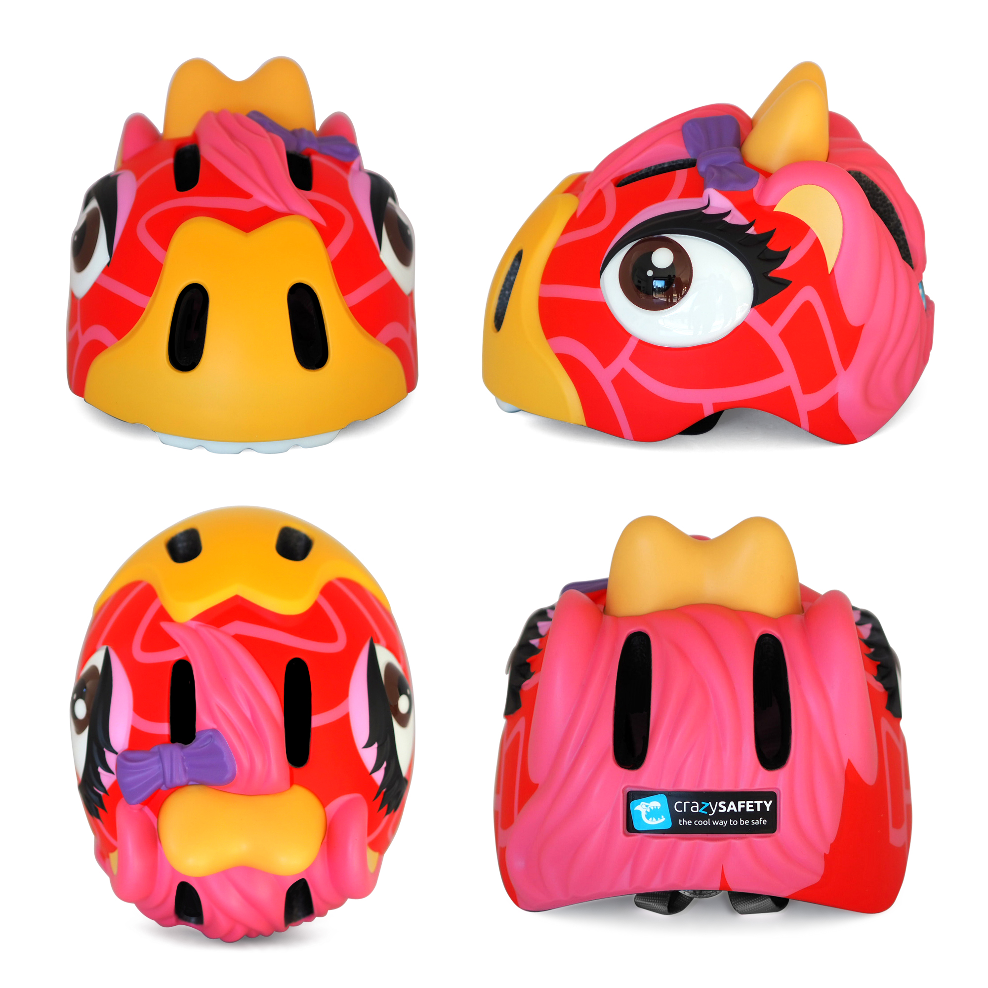 Casco De Bici Para Niños | Jirafa Roja | Segurança louca | Certificado En1078
