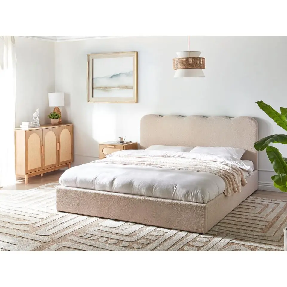NANTERRE - Bed met opbergruimte - Beige - 180 x 200 cm - Bouclé