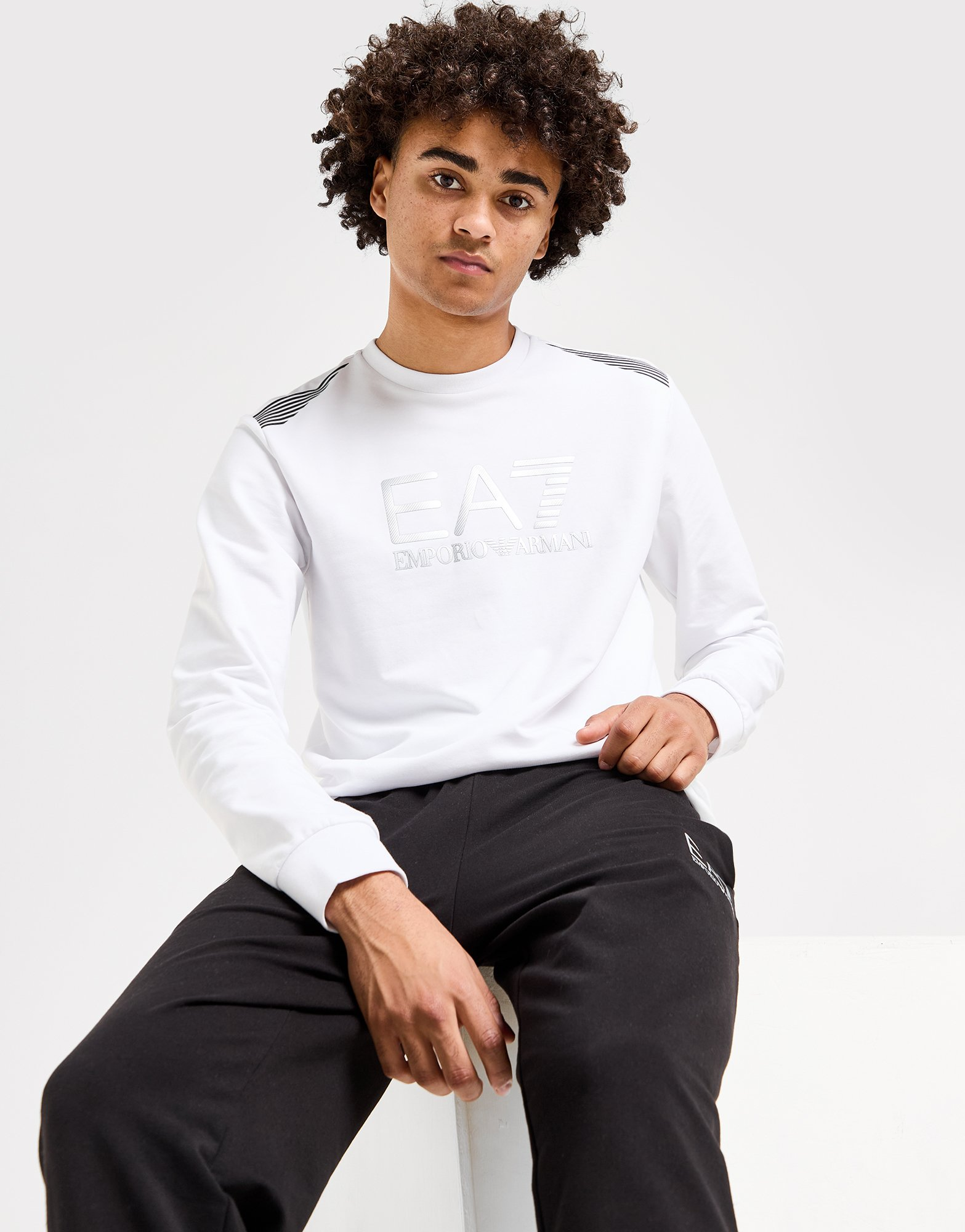 Emporio Armani EA7 Sweat 7 Lines Cotton-Blend Logo Homme