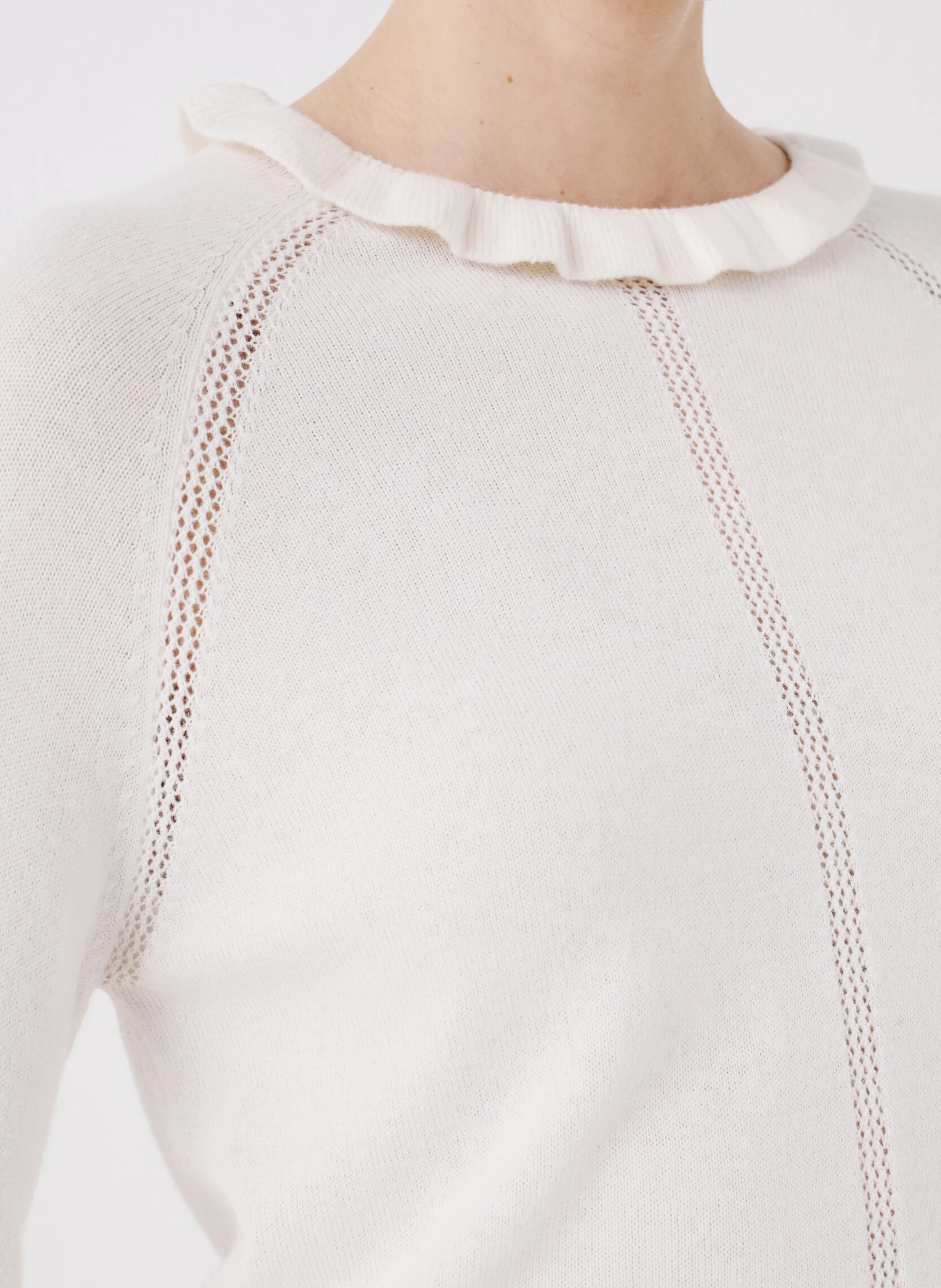 MTHAIS - Pull col rond en laine mélangée | Blanc