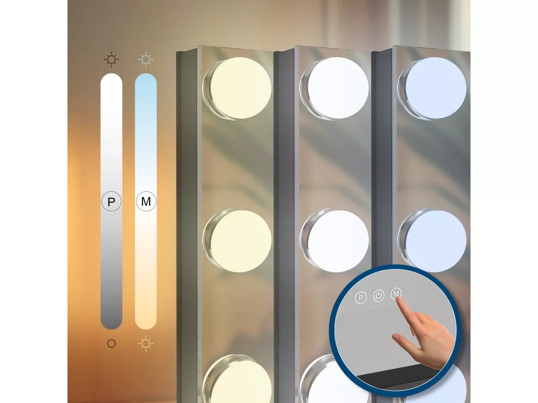 Miroir Led de Maquillage - Métal - Noir - Norlina