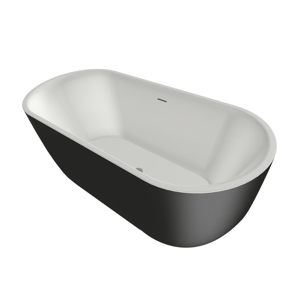 Xenz Humberto vrijstaand bad solid surface 170x70x65cm zwart/wit