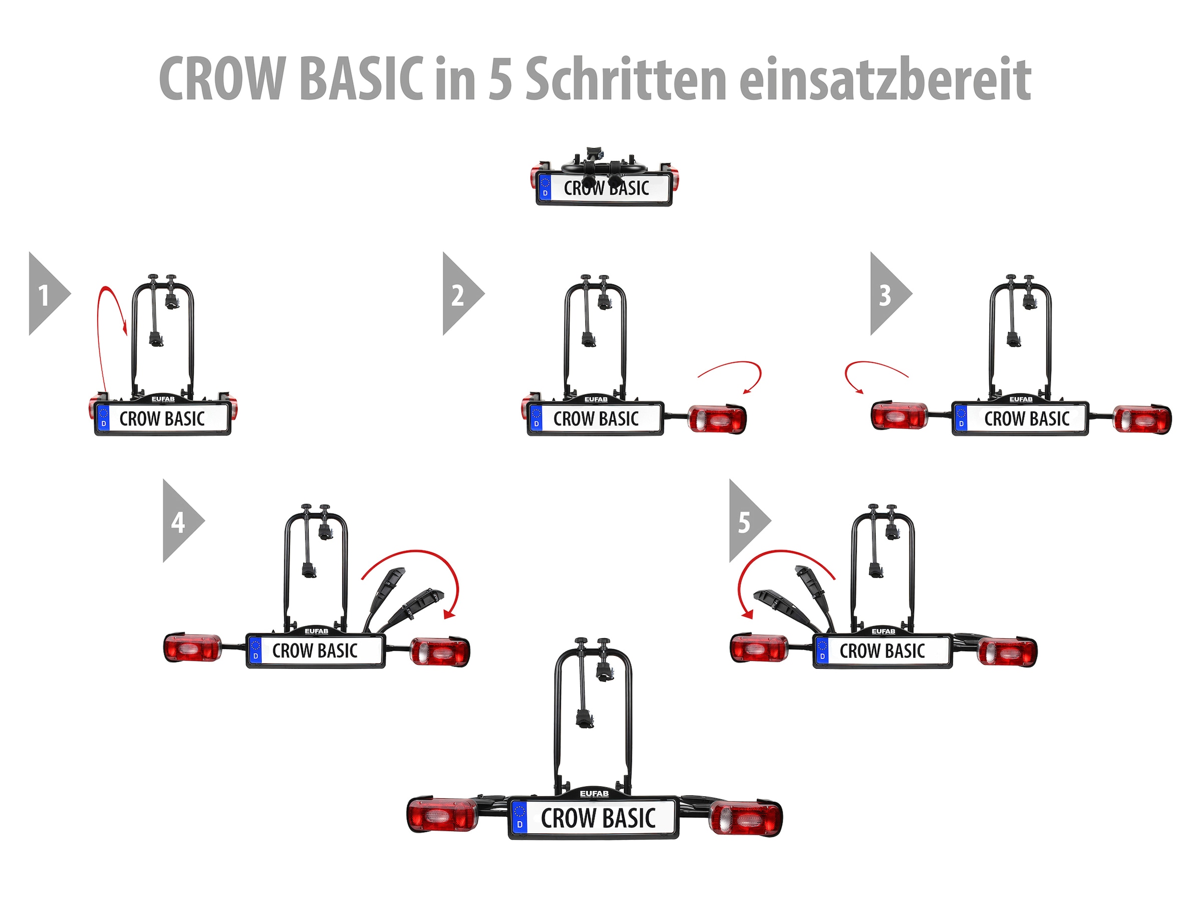 EUFAB Kupplungsfahrradträger »EUFAB 11569 CROW BASIC« E-Bike geeignet