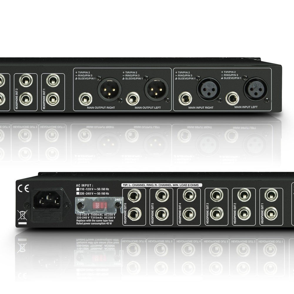 LD Systems HPA 6 19 inch hoofdtelefoonversterker
