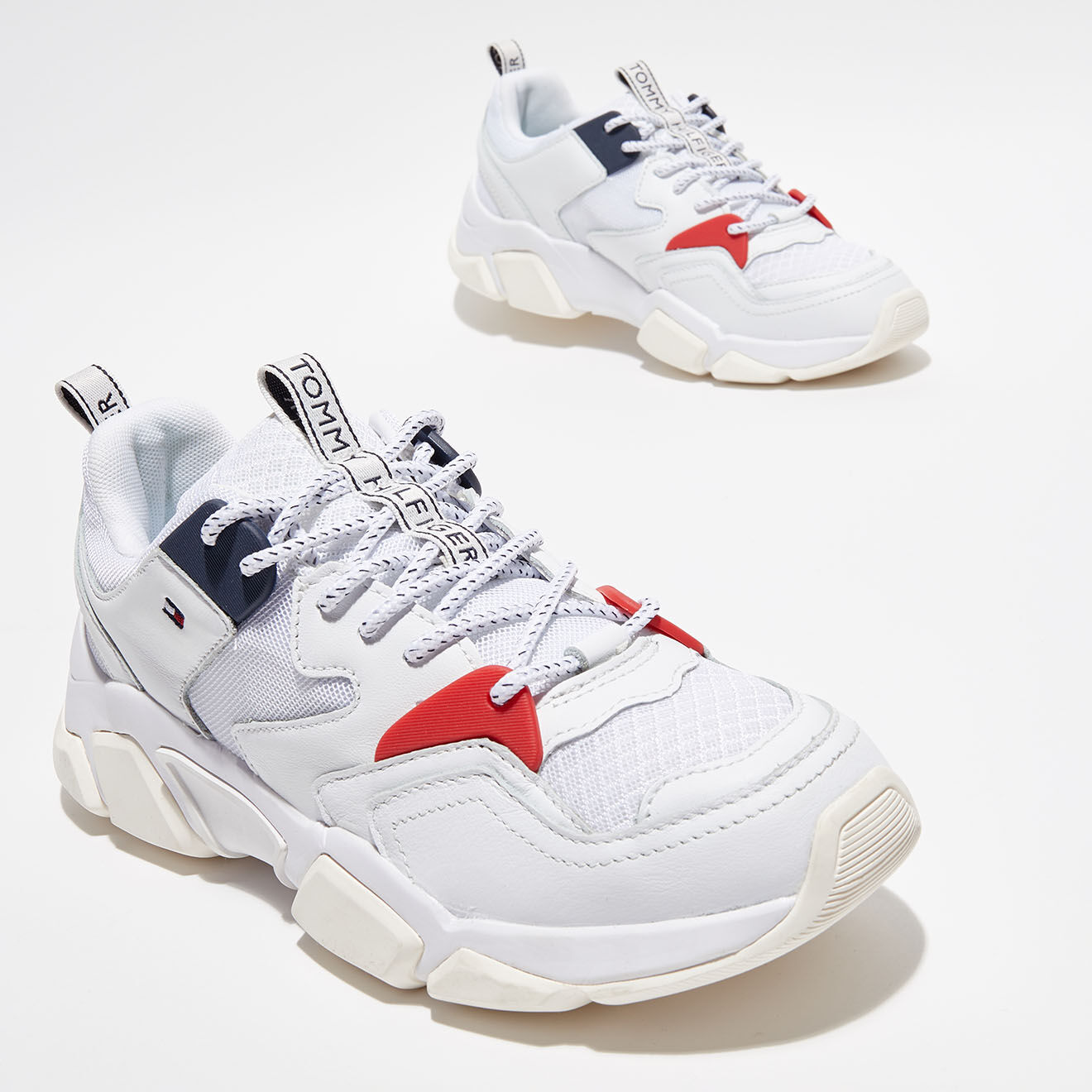Tommy Hilfiger Baskets en Cuir & Mesh Chunky blanches