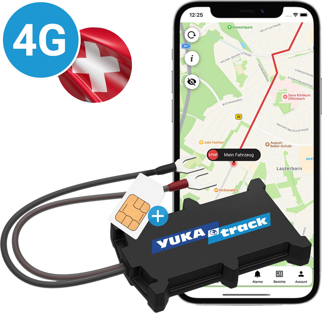 YUKAtrack easyWire 4G GPS Ortung Europaweit mit SIM-Karte Datenflat