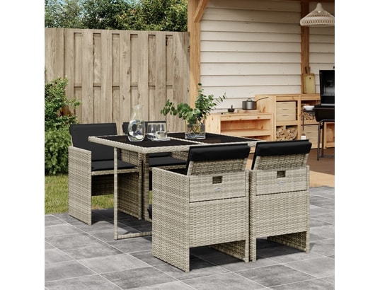 VIDAXL - Ensemble table et chaises Ensemble à manger de jardin et coussins 5 pcs gris clair rot...
