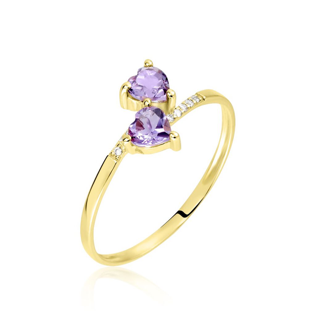 Bague Myrtie Or Jaune Amethyste Violet Oxyde De Zirconium
