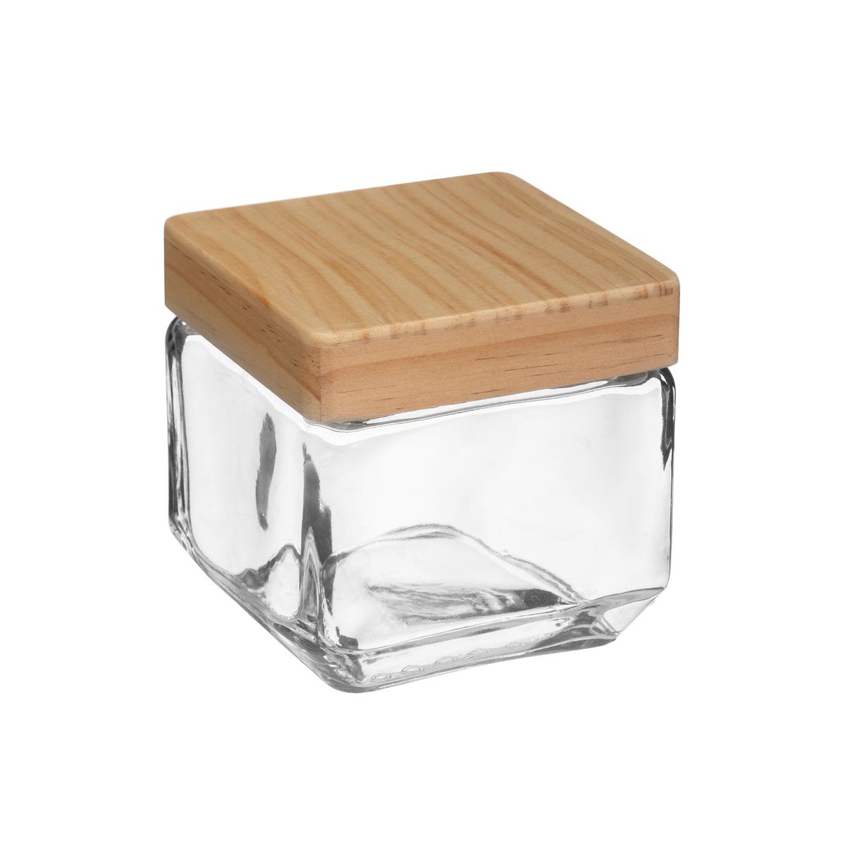 BOCAL CARRE VERRE ET PIN 0.85L